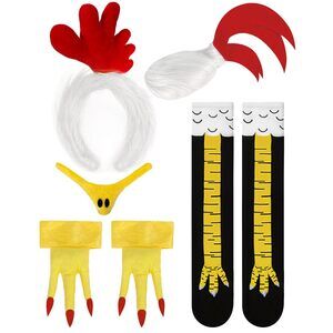 4685 6-pack Rooster Costume Accessoriess Set, Comb Headband,
